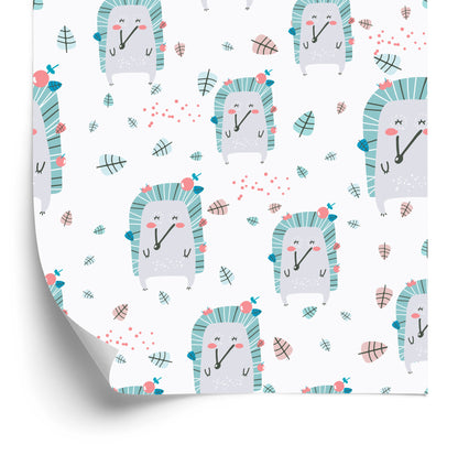 Wallpaper For Children - Hedgehogs In The Scandinavian Style