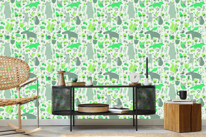 Wallpaper For Children - Forest Animals And Plants