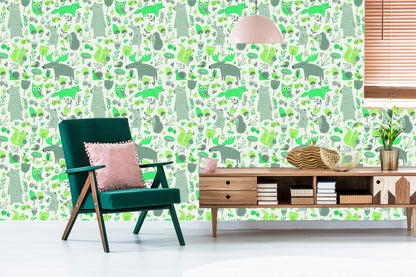 Wallpaper For Children - Forest Animals And Plants