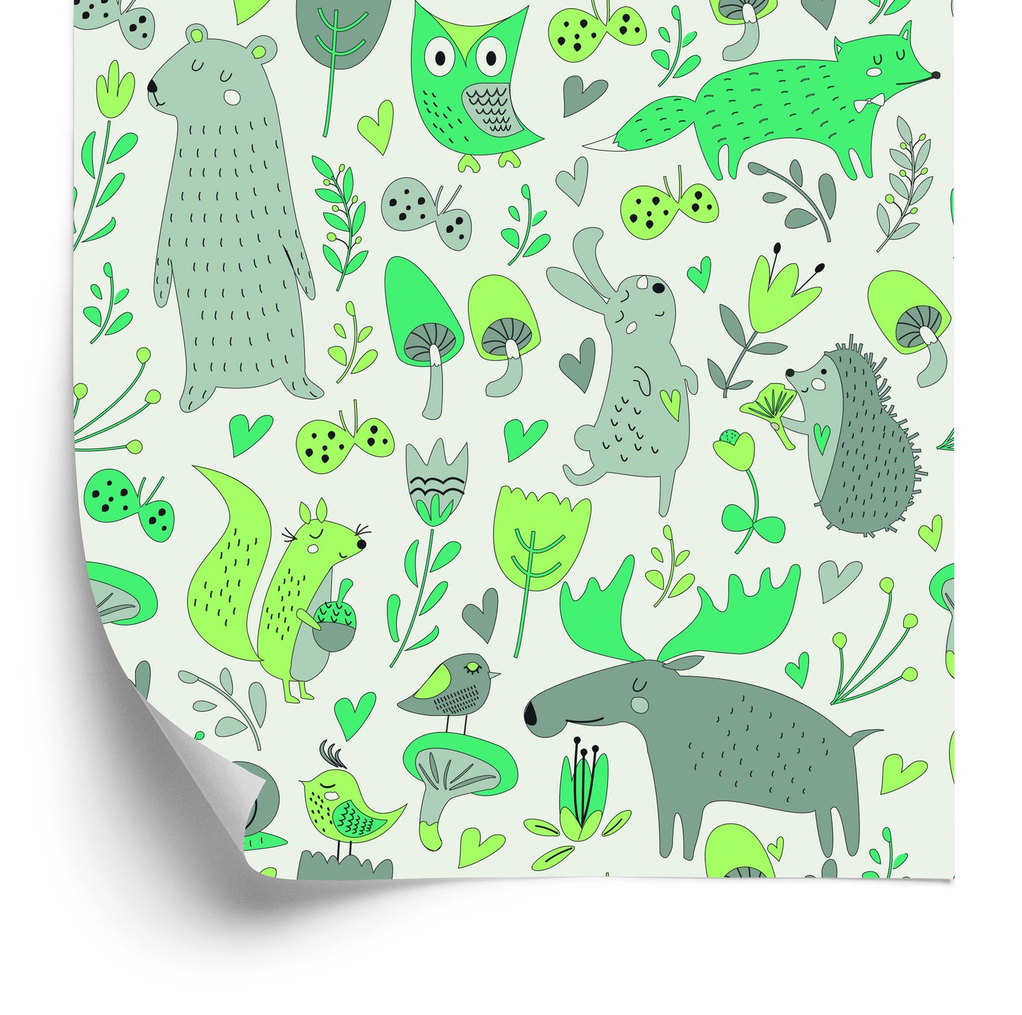 Wallpaper For Children - Forest Animals And Plants