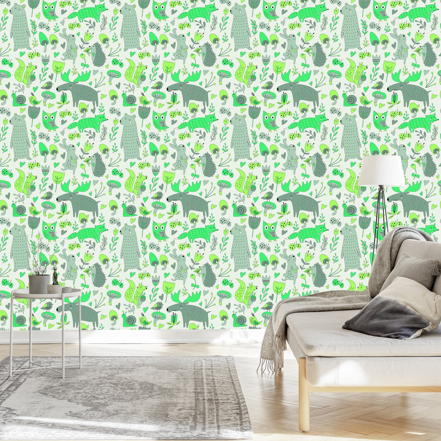 Wallpaper For Children - Forest Animals And Plants