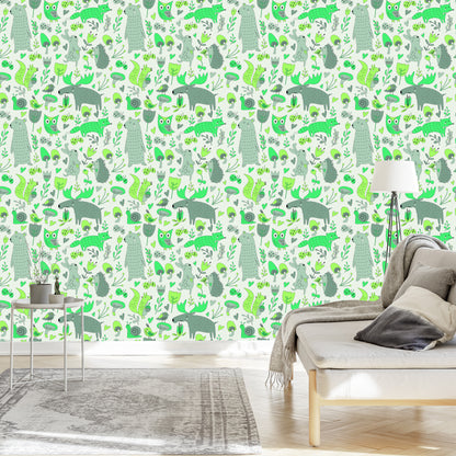Wallpaper For Children - Forest Animals And Plants