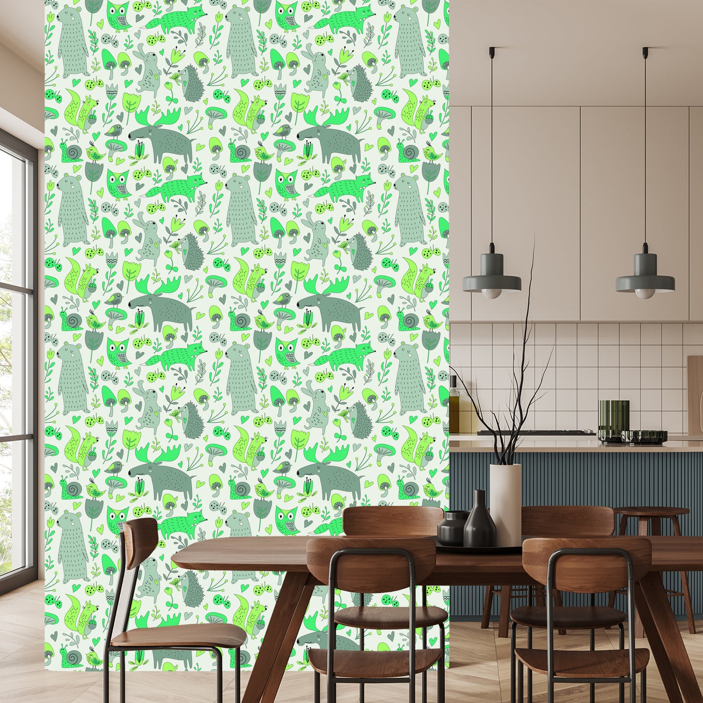 Wallpaper For Children - Forest Animals And Plants