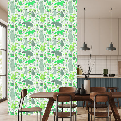 Wallpaper For Children - Forest Animals And Plants