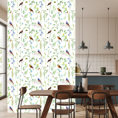 Wallpaper For The Living Room, Birds, Flowers, Leaves, Nature, Butterflies