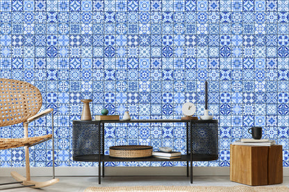 Wallpaper Beautiful Blue Oriental Mosaic