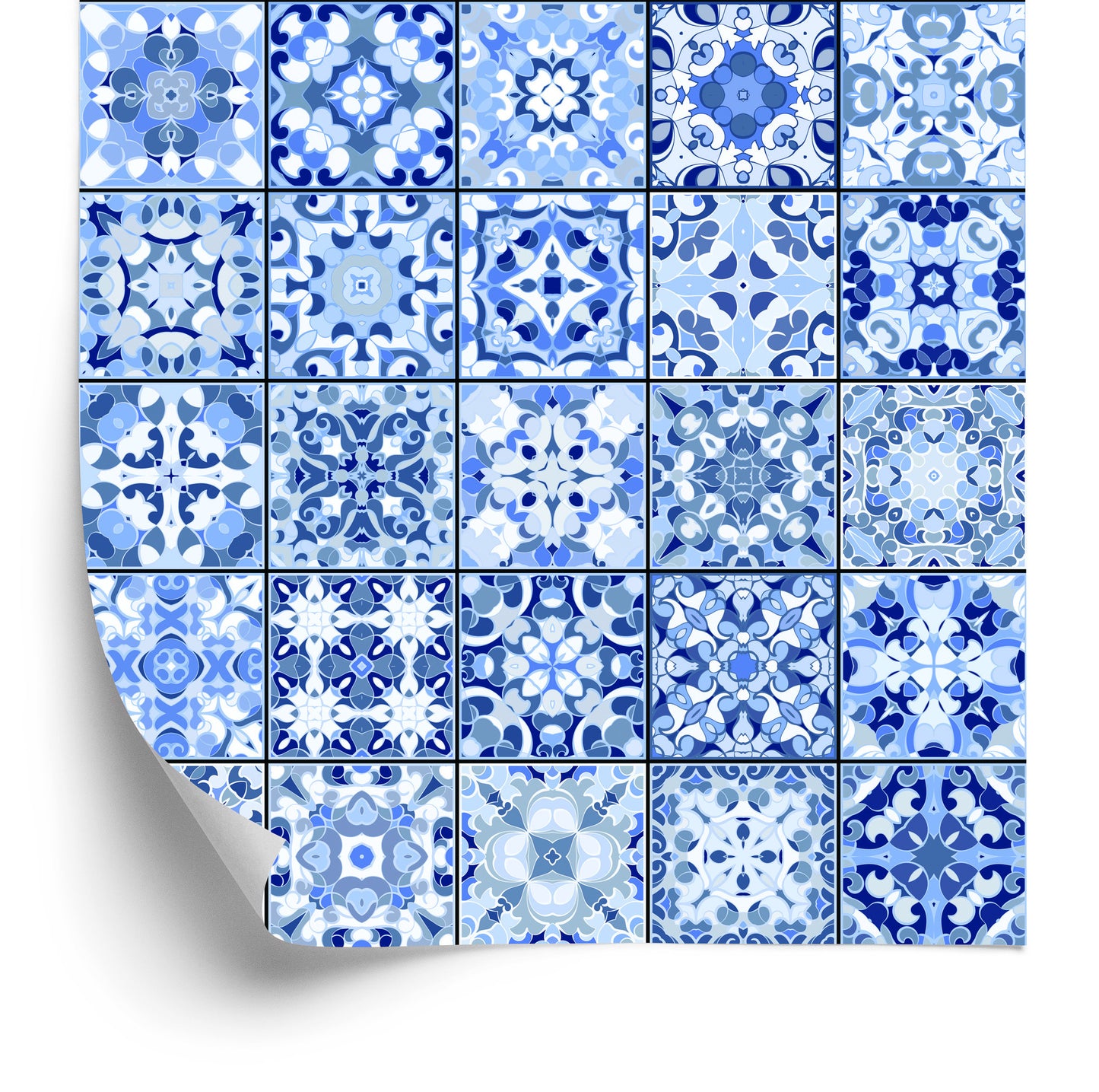 Wallpaper Beautiful Blue Oriental Mosaic
