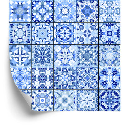Wallpaper Beautiful Blue Oriental Mosaic