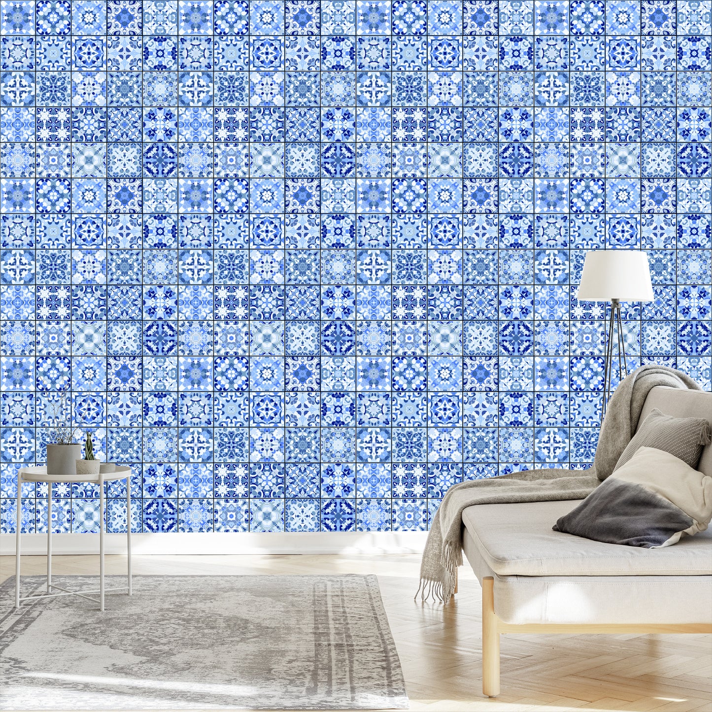 Wallpaper Beautiful Blue Oriental Mosaic