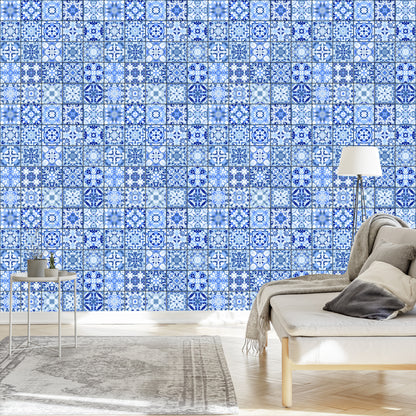 Wallpaper Beautiful Blue Oriental Mosaic
