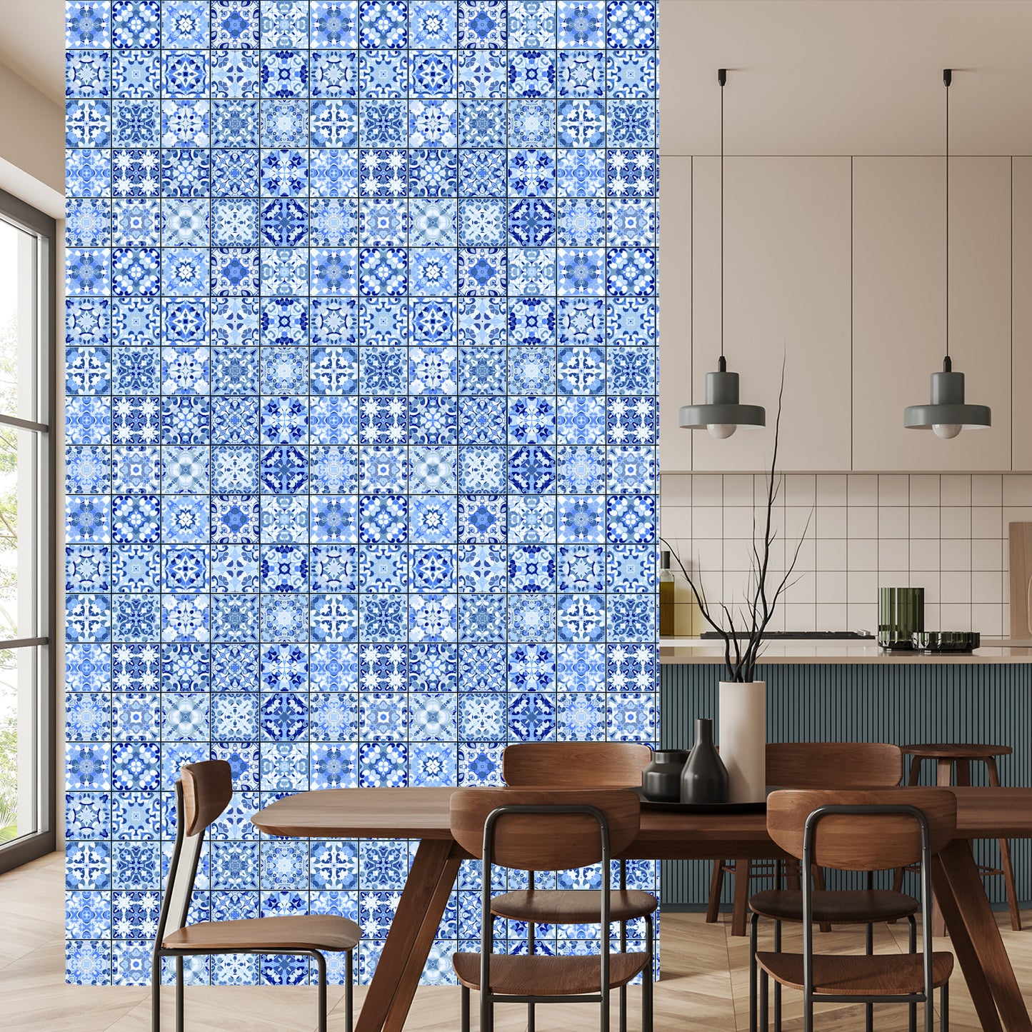 Wallpaper Beautiful Blue Oriental Mosaic