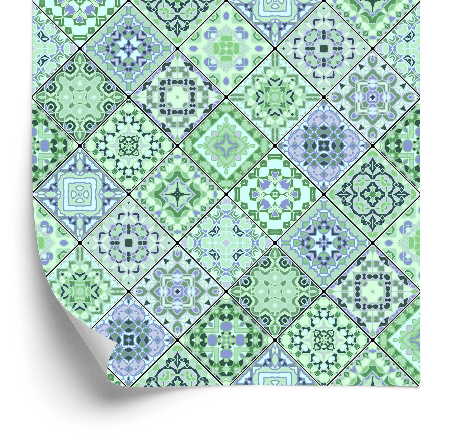 Wallpaper Abstract Mosaic In Shades Of Green