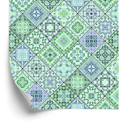Wallpaper Abstract Mosaic In Shades Of Green