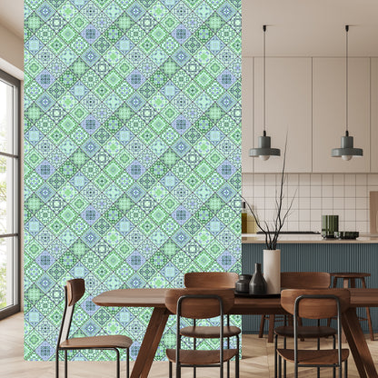 Wallpaper Abstract Mosaic In Shades Of Green