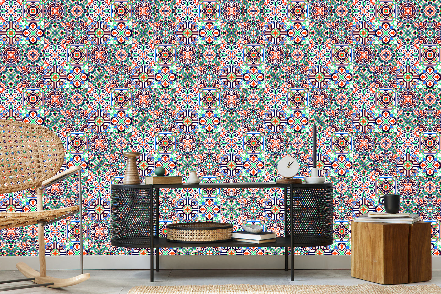 Wallpaper For Dining Room Mosaic Patterns Imitation Tiles