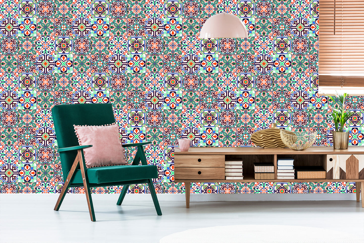 Wallpaper For Dining Room Mosaic Patterns Imitation Tiles