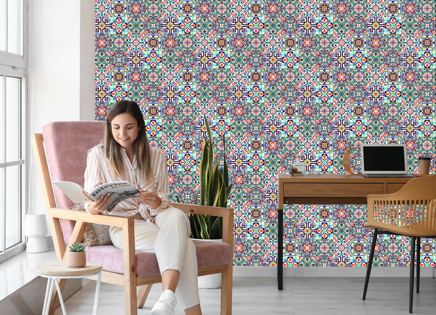 Wallpaper For Dining Room Mosaic Patterns Imitation Tiles