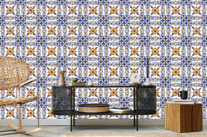 Wallpaper For Dining Room Mosaic Tile Imitation Flowers