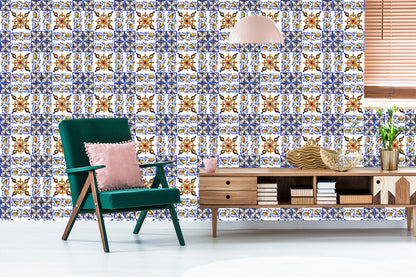 Wallpaper For Dining Room Mosaic Tile Imitation Flowers