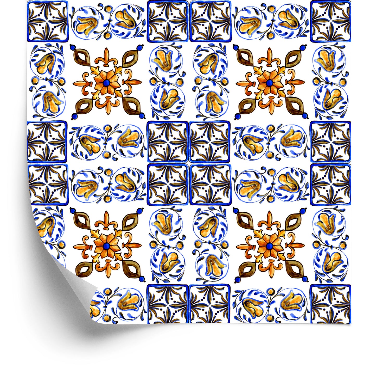Wallpaper For Dining Room Mosaic Tile Imitation Flowers
