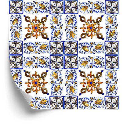 Wallpaper For Dining Room Mosaic Tile Imitation Flowers