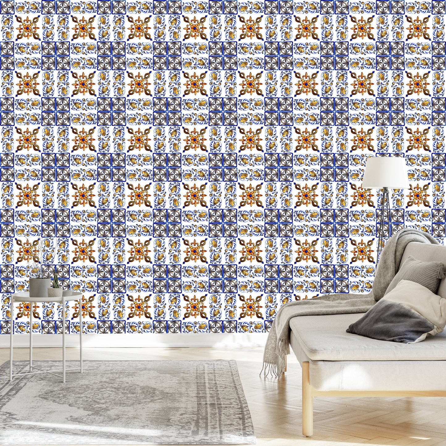 Wallpaper For Dining Room Mosaic Tile Imitation Flowers