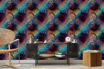 Wallpaper Wall Colorful Mosaic Patterns Dining Room
