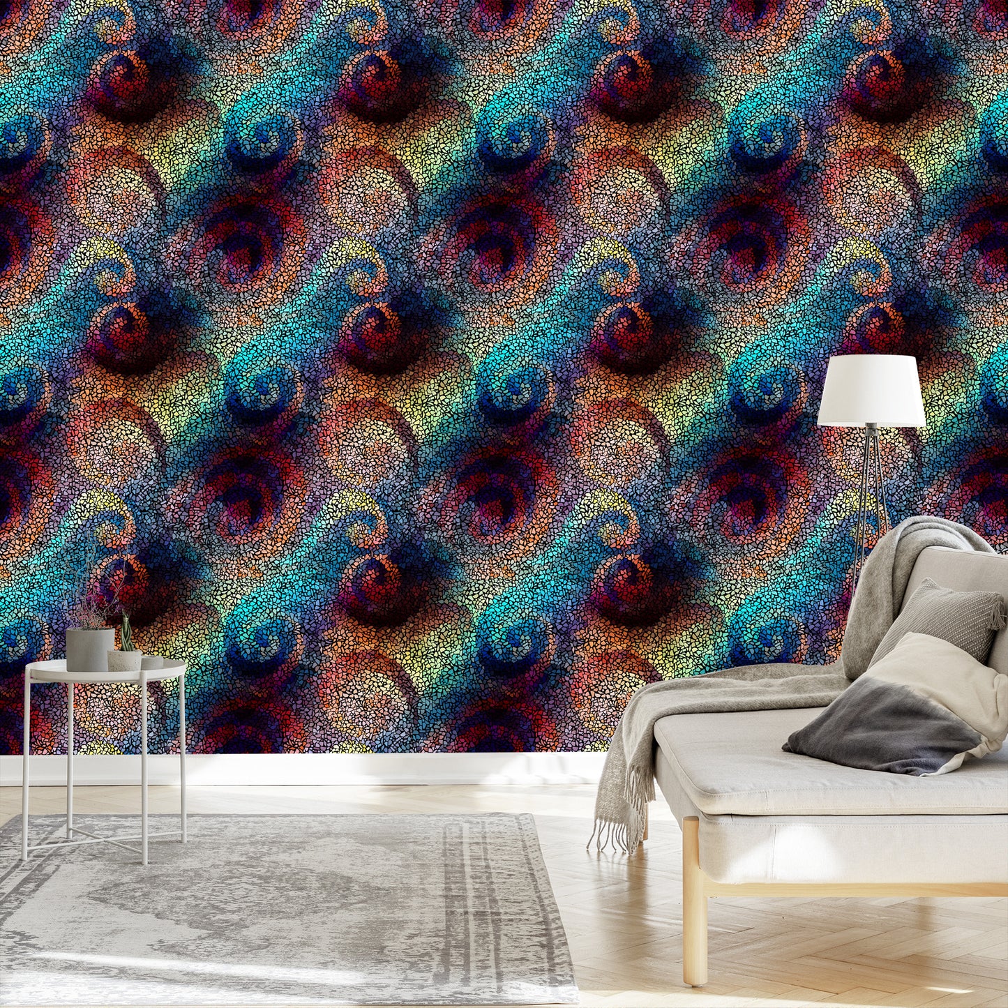 Wallpaper Wall Colorful Mosaic Patterns Dining Room
