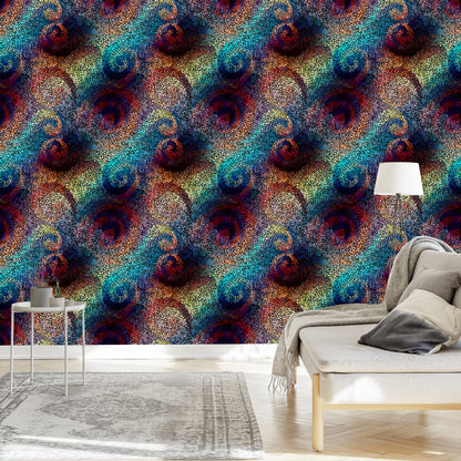 Wallpaper Wall Colorful Mosaic Patterns Dining Room