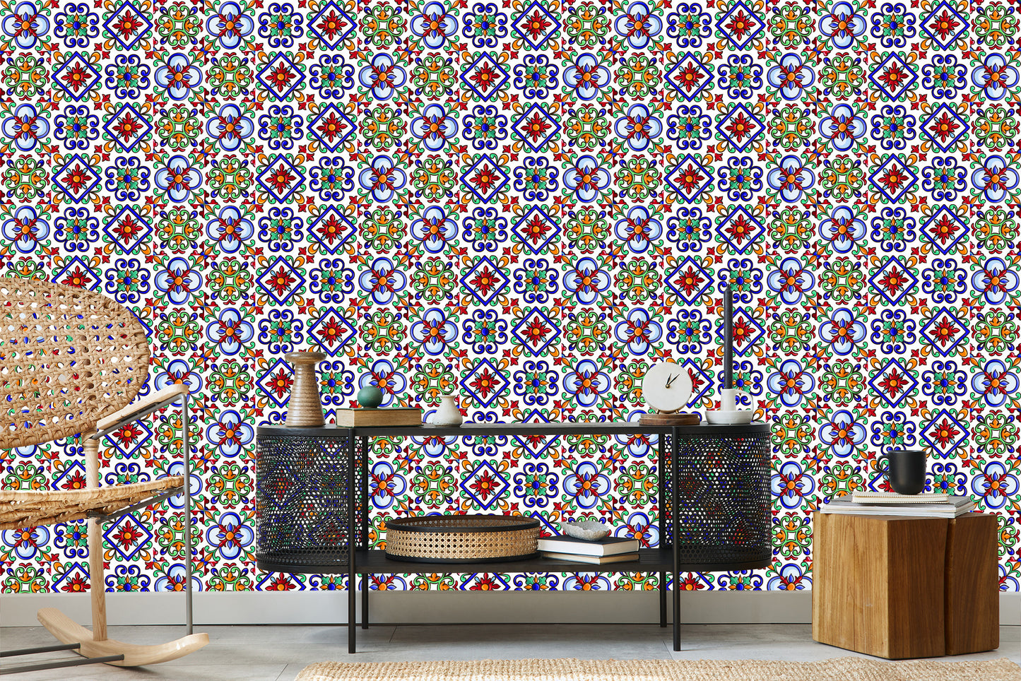 Wallpaper For Kitchen Dining Room Colorful Mosaic Patterns