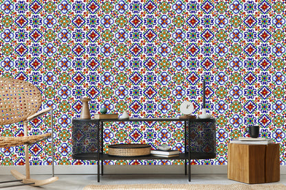 Wallpaper For Kitchen Dining Room Colorful Mosaic Patterns