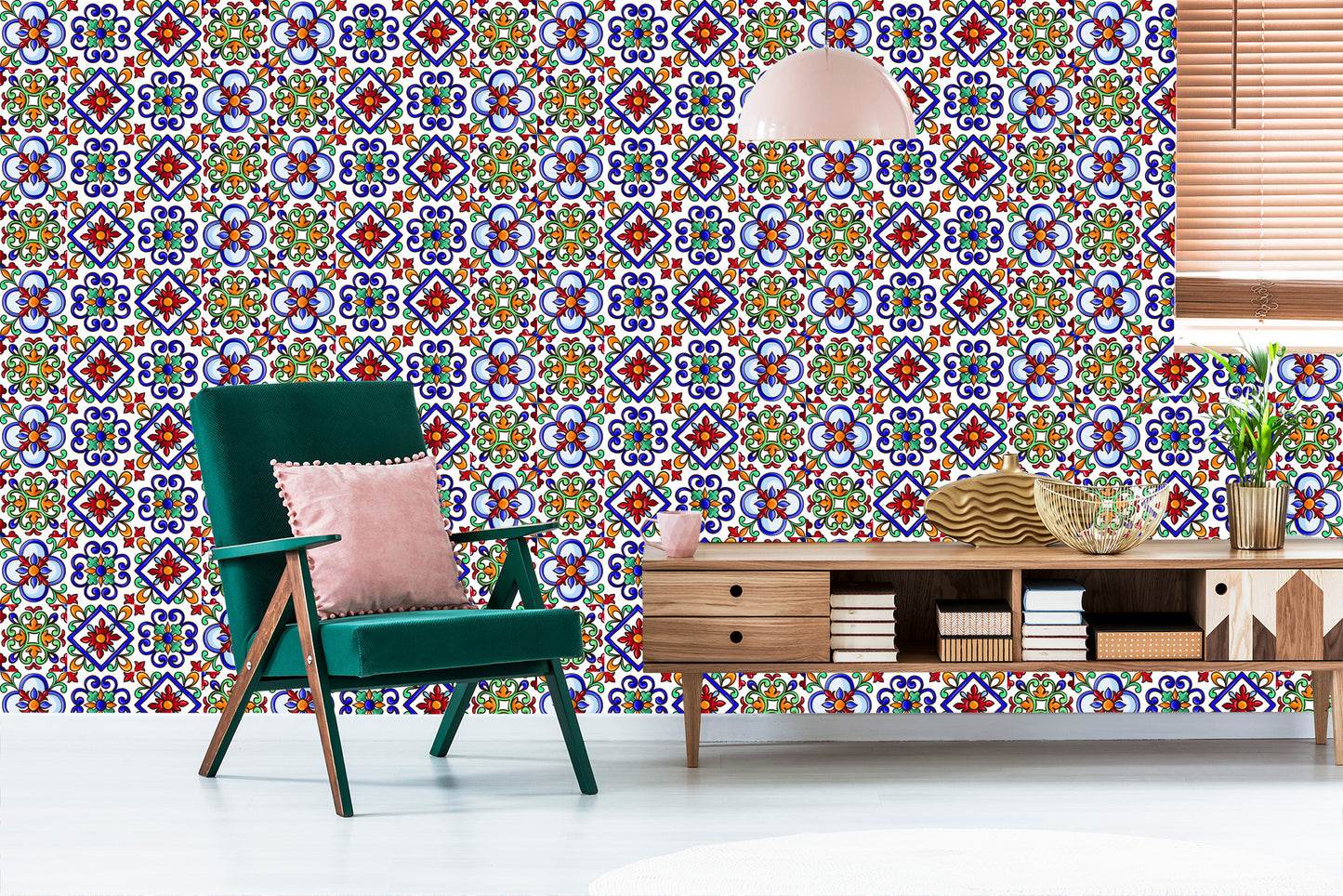 Wallpaper For Kitchen Dining Room Colorful Mosaic Patterns