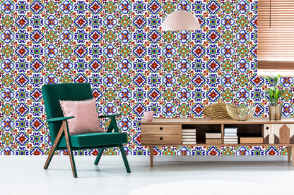 Wallpaper For Kitchen Dining Room Colorful Mosaic Patterns