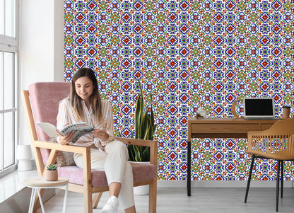 Wallpaper For Kitchen Dining Room Colorful Mosaic Patterns
