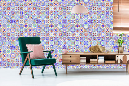 Wallpaper Tiled Colorful Mosaic Dining Room