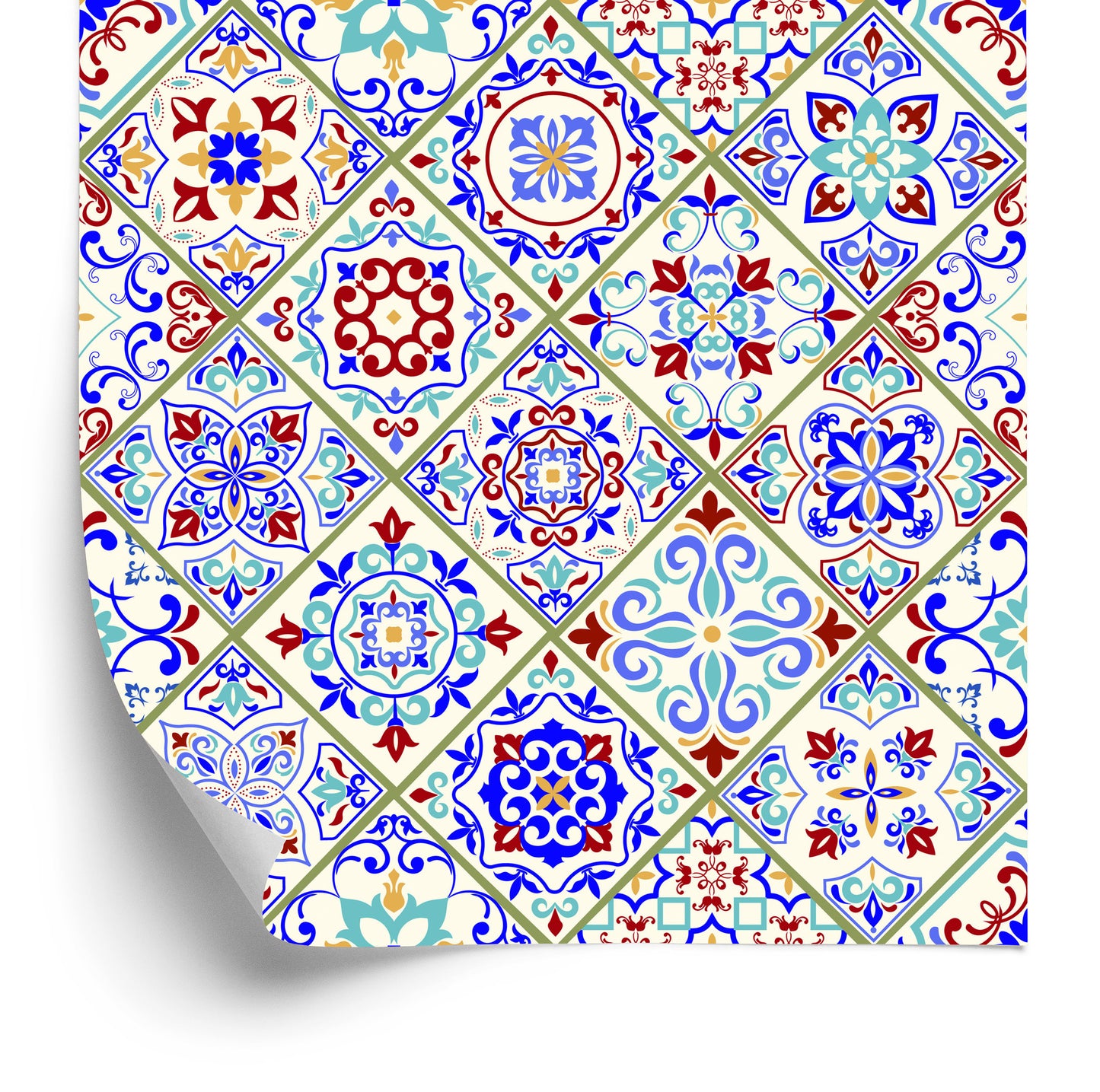 Wallpaper Tiled Colorful Mosaic Dining Room