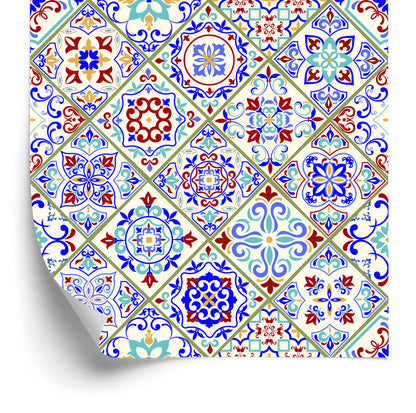Wallpaper Tiled Colorful Mosaic Dining Room
