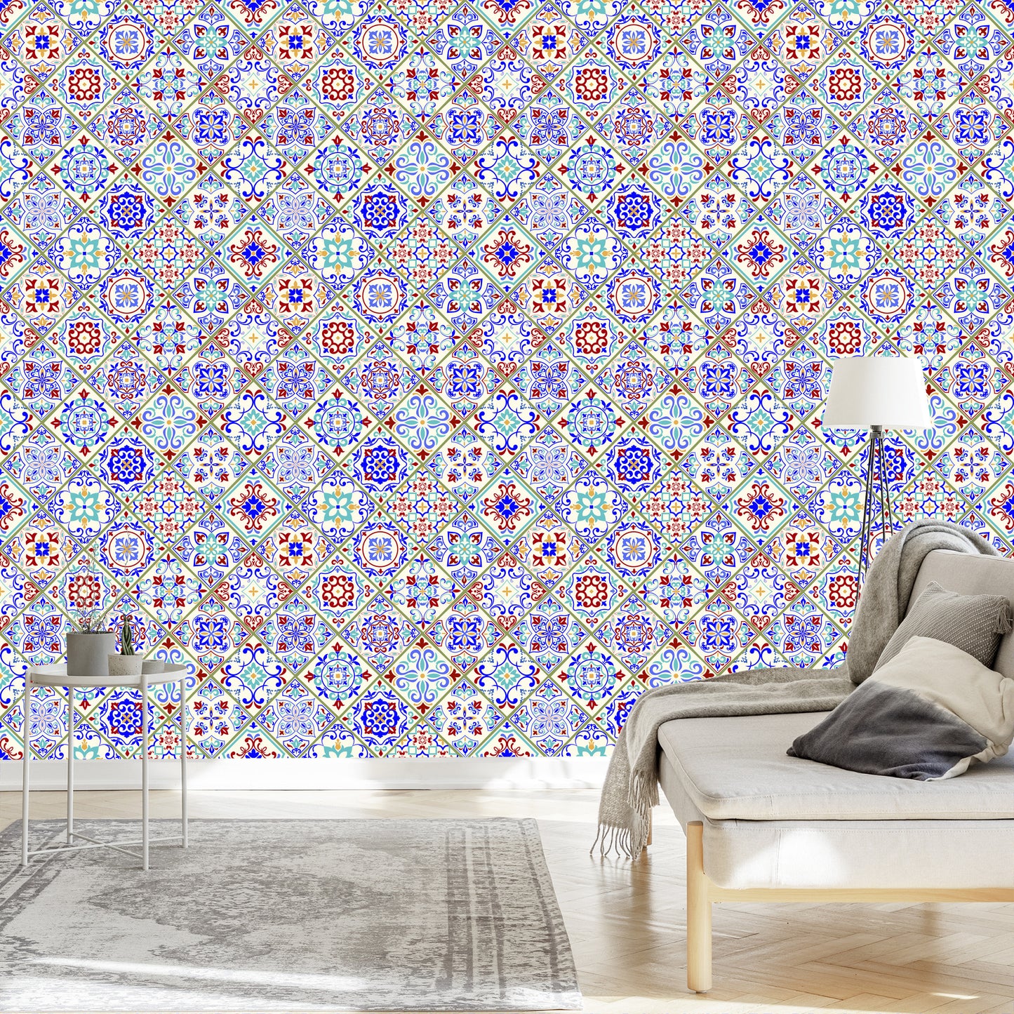 Wallpaper Tiled Colorful Mosaic Dining Room