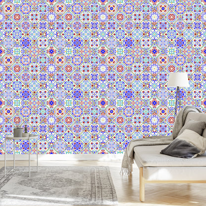 Wallpaper Tiled Colorful Mosaic Dining Room