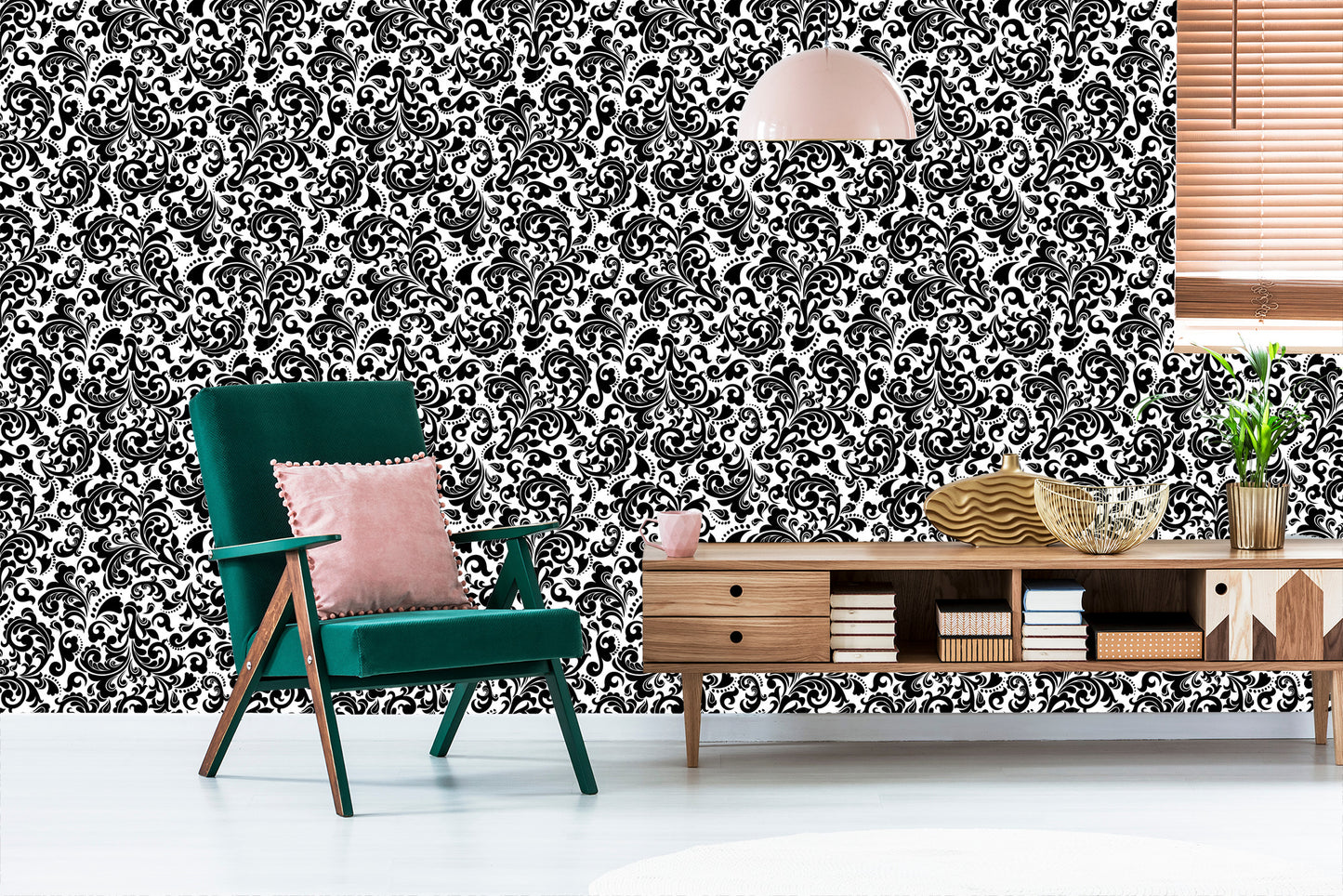 Wallpaper Classic Black And White Ornaments