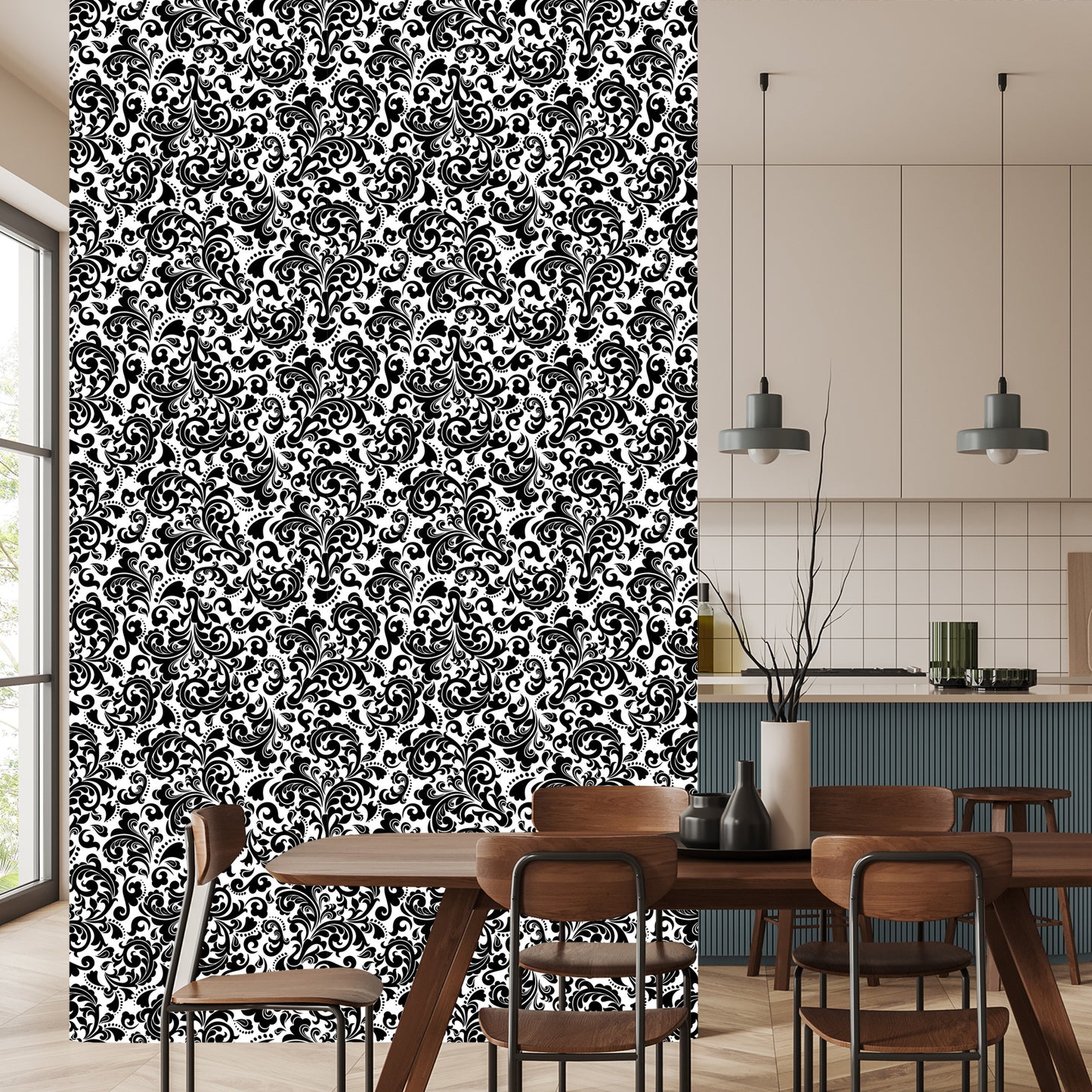 Wallpaper Classic Black And White Ornaments