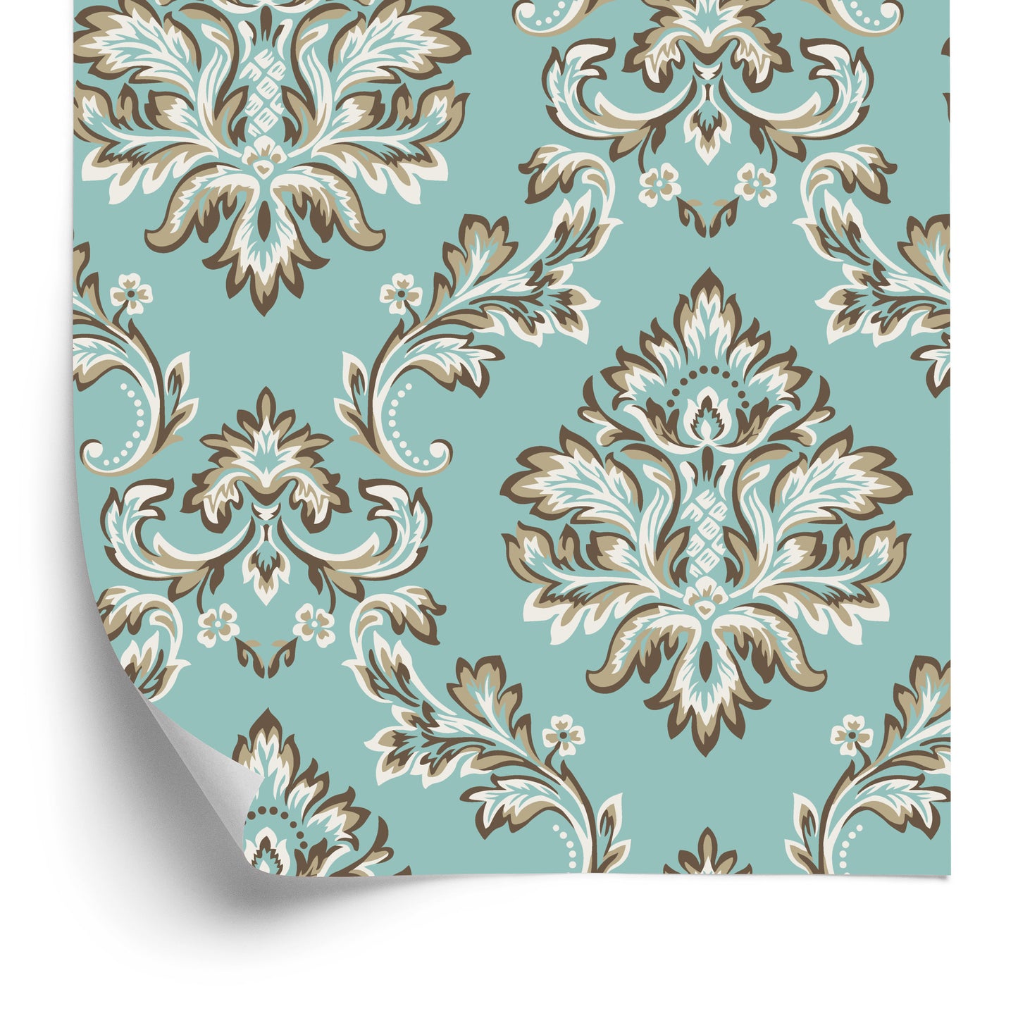 Wallpaper Turquoise - Ornament In Baroque Style