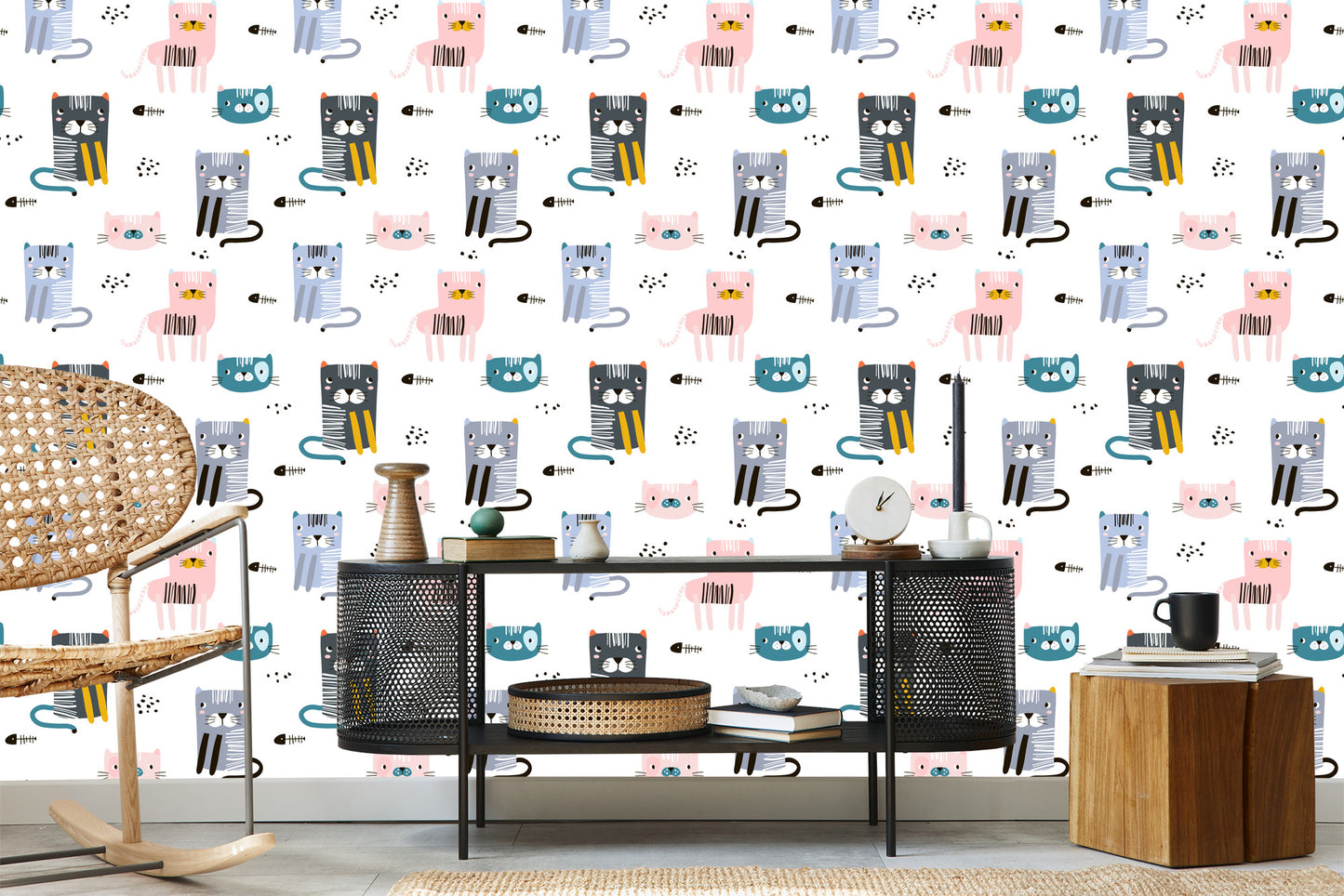 Wallpaper For Children Colorful Funny Kittens Fairy Tale 3D