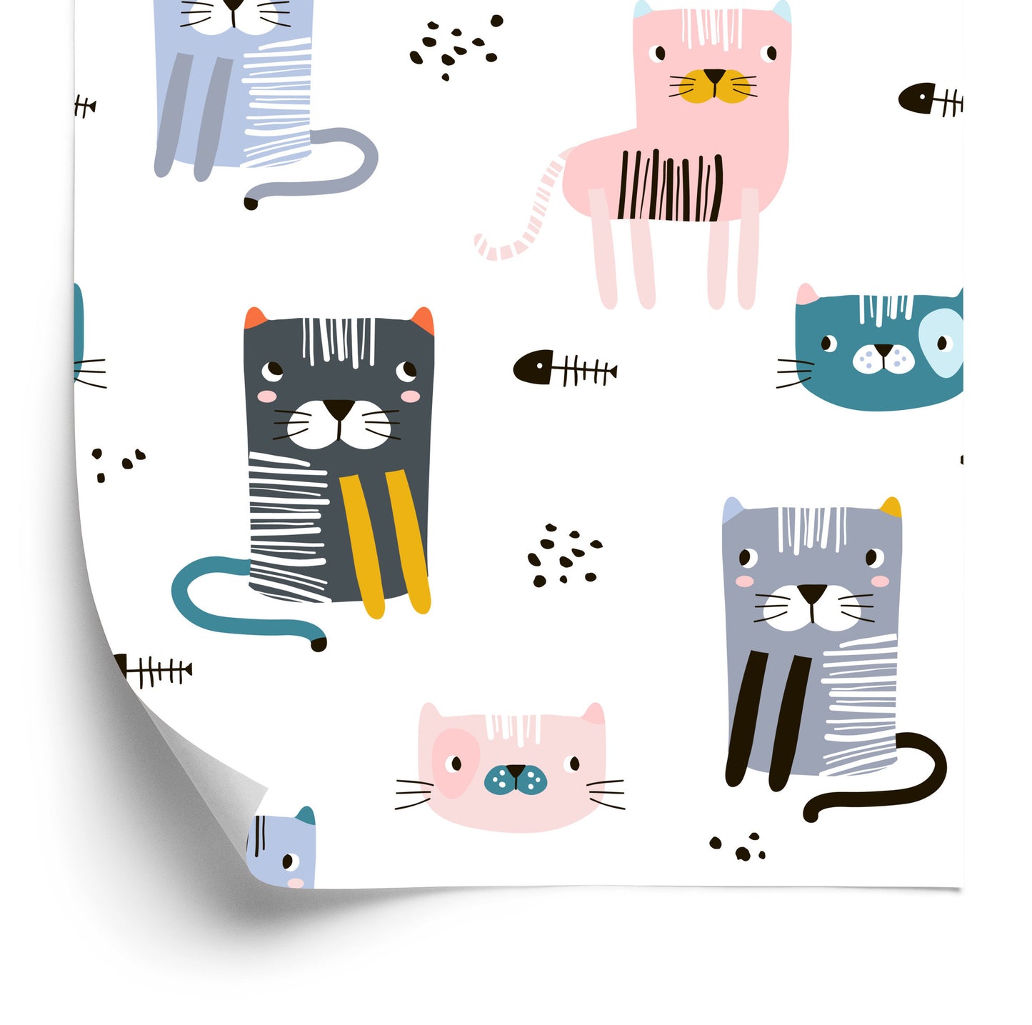 Wallpaper For Children Colorful Funny Kittens Fairy Tale 3D