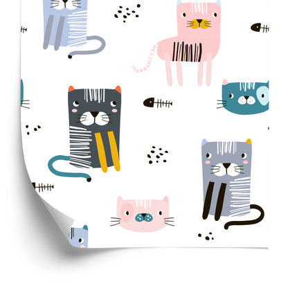 Wallpaper For Children Colorful Funny Kittens Fairy Tale 3D