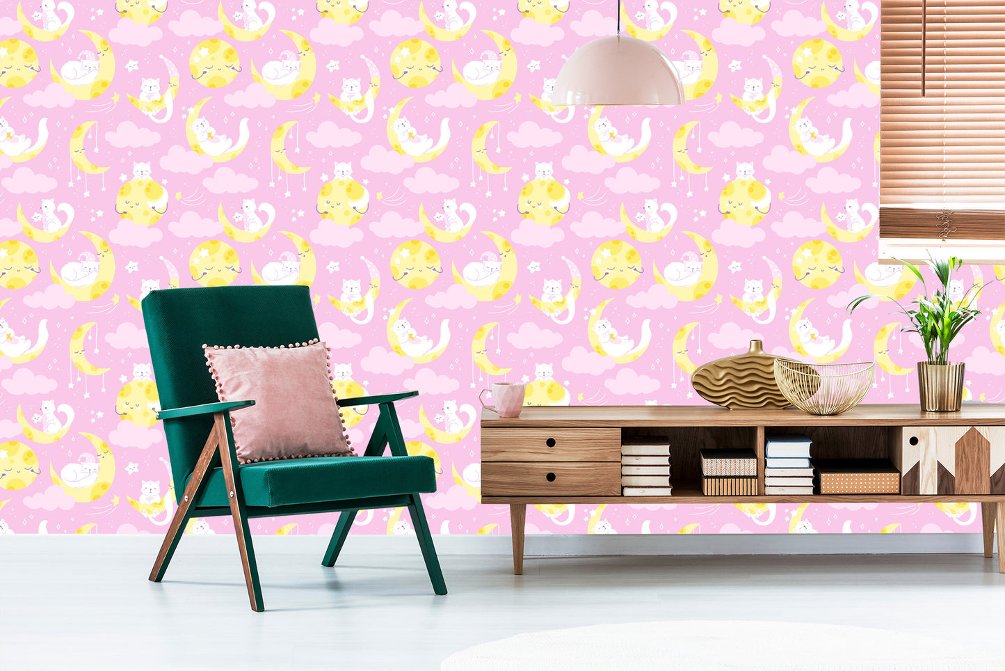Wallpaper For Children - Stars, Cats And Moons