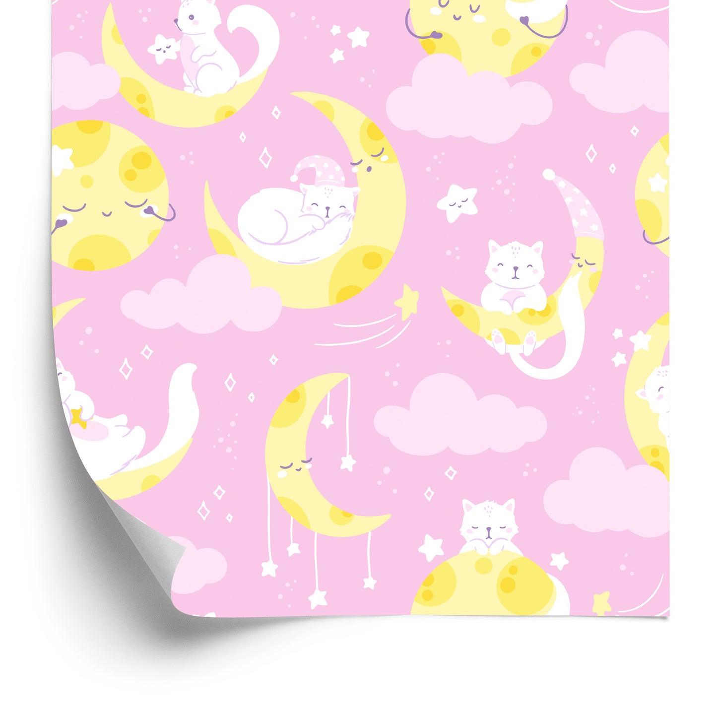 Wallpaper For Children - Stars, Cats And Moons