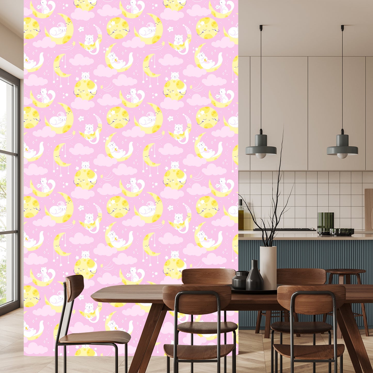 Wallpaper For Children - Stars, Cats And Moons