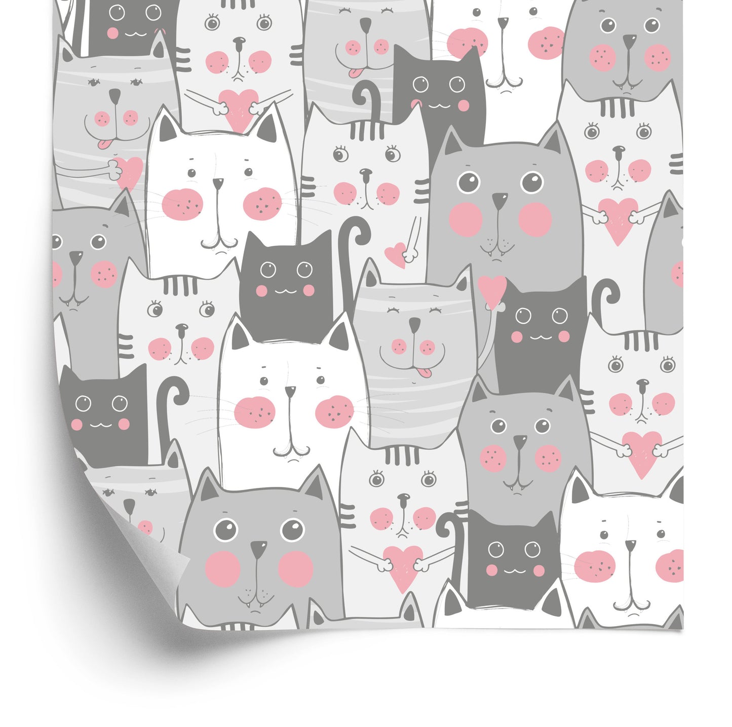 Wallpaper For Children - Cats And Hearts