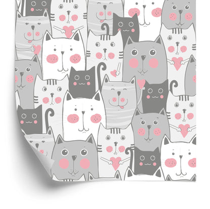 Wallpaper For Children - Cats And Hearts